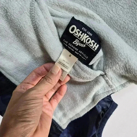 OshKosh reversible blue grey Camo fleece fall winter jacket boys size 8 - Picture 3 of 8